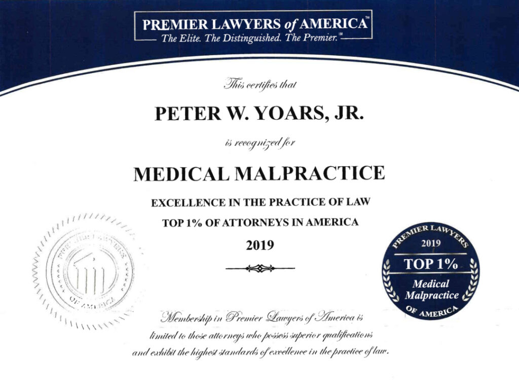 top one percent of attorneys in america medical malpractice peter yoars law white plains new york