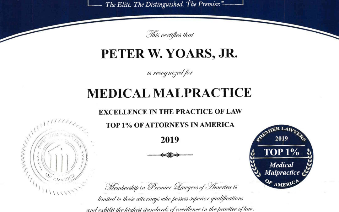 Attorney Peter W. Yoars Selected as a Premier Lawyer of America
