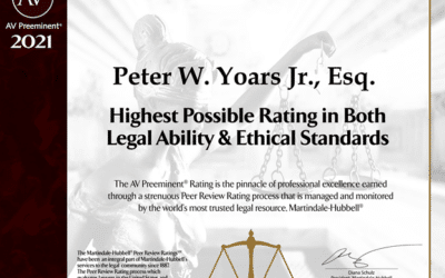 Peter W. Yoars Jr., Esq. Received Highest Possible Rating by Martindale-Hubbell®