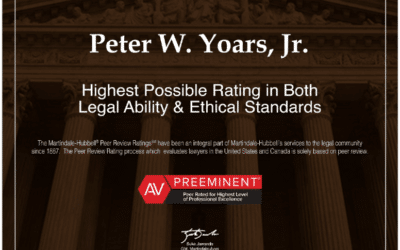 Peter W. Yoars, Jr., Esq. of Yoars Law, PLLC Earns Prestigious AV Preeminent® Rating for 2025 by Martindale-Hubbell